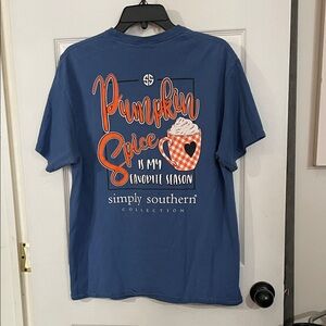 Simply Southern Blue Pumpkin Spice Tee. Size L